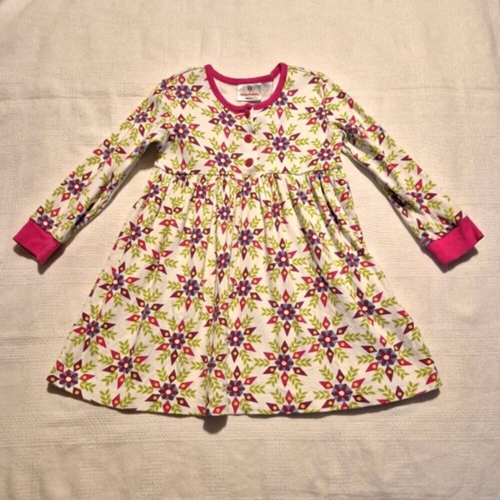 Hanna Andersson girls size 100 or 4 geometric star play dress long sleeves GUC
